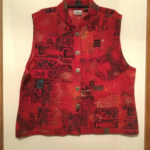 Vintage Chicos Red Vest, size L/XL - Picture 2 of 8